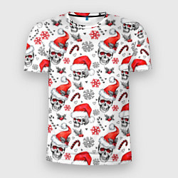 Мужская спорт-футболка Новогодние черепа