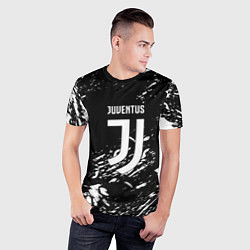 Футболка спортивная мужская Juventus белые штрихи красок, цвет: 3D-принт — фото 2