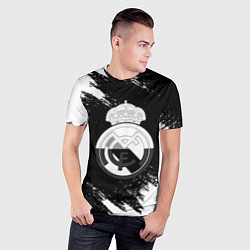 Футболка спортивная мужская Реал Мадрид черно белые краски, цвет: 3D-принт — фото 2