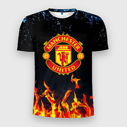 Мужская спорт-футболка Манчестер Юнайтед лёд и огонь