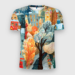 Футболка спортивная мужская Разноцветные новогодние домики, цвет: 3D-принт