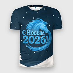 Мужская спорт-футболка С Новым 2026 снежная надпись