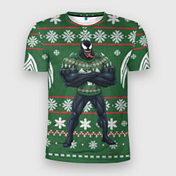 Футболка спортивная мужская Веном в вязаном свитере - новый год, цвет: 3D-принт