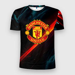 Футболка спортивная мужская Манчестер Юнайтед абстракция, цвет: 3D-принт