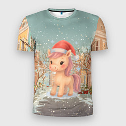 Футболка спортивная мужская Маленькая новогодняя милая лошадка, цвет: 3D-принт