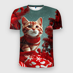 Футболка спортивная мужская Рыжий кот - Новый год, цвет: 3D-принт
