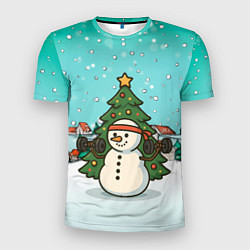 Футболка спортивная мужская Снеговик - Новогодний Зож, цвет: 3D-принт