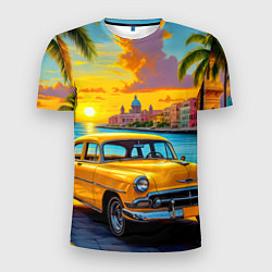 Мужская спорт-футболка Золотой закат над набережной