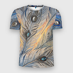 Мужская спорт-футболка Синие перья с самоцветами