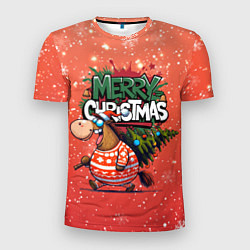 Футболка спортивная мужская Лошадь с ёлкой, цвет: 3D-принт