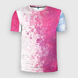 Футболка спортивная мужская Белый и розовый, цвет: 3D-принт