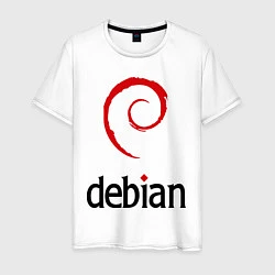 Футболка хлопковая мужская Debian, цвет: белый