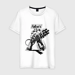 Футболка хлопковая мужская Fallout 4: Machine gun, цвет: белый