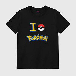 Футболка хлопковая мужская Покемон I love pokemon, цвет: черный