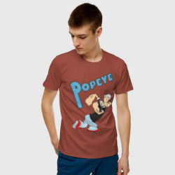 Футболка хлопковая мужская Popeye, цвет: кирпичный — фото 2