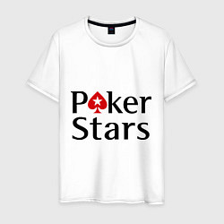 Футболка хлопковая мужская Poker Stars, цвет: белый