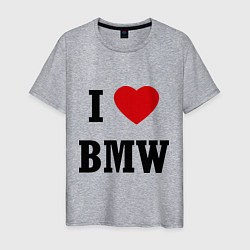 Футболка хлопковая мужская I love BMW, цвет: меланж