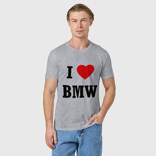 Мужская футболка I love BMW / Меланж – фото 3