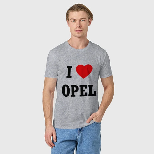 Мужская футболка I love Opel / Меланж – фото 3