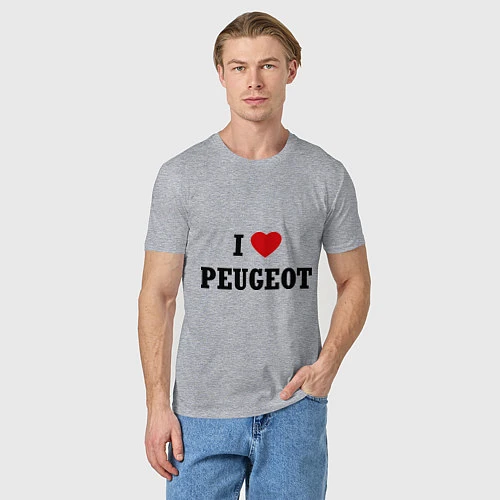 Мужская футболка I love Peugeot / Меланж – фото 3