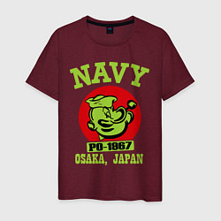 Футболка хлопковая мужская Navy: Po-1967 цвета меланж-бордовый — фото 1