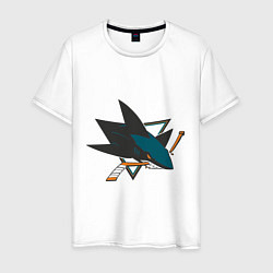 Футболка хлопковая мужская San Jose Sharks, цвет: белый