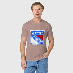 Футболка хлопковая мужская New York Rangers, цвет: пыльно-розовый — фото 2