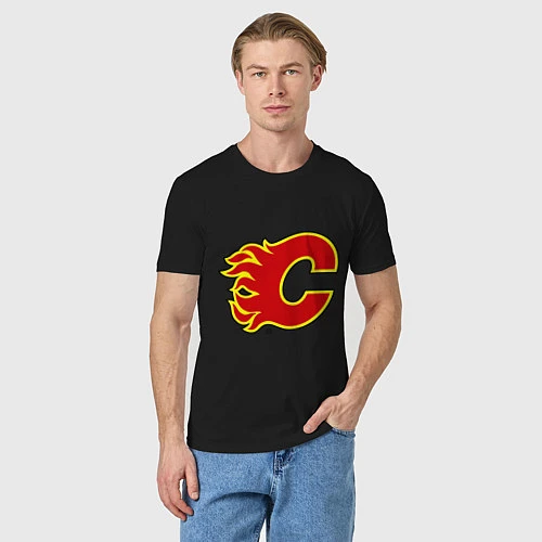 Мужская футболка Calgary Flames / Черный – фото 3