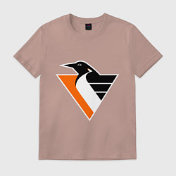 Футболка хлопковая мужская Pittsburgh Penguins, цвет: пыльно-розовый