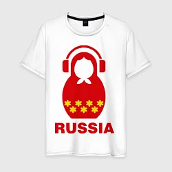 Футболка хлопковая мужская Russia dj, цвет: белый