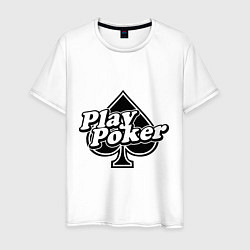 Футболка хлопковая мужская Play Poker, цвет: белый
