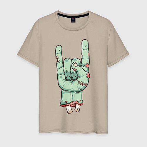 Мужская футболка Zombie Rock Hand / Миндальный – фото 1