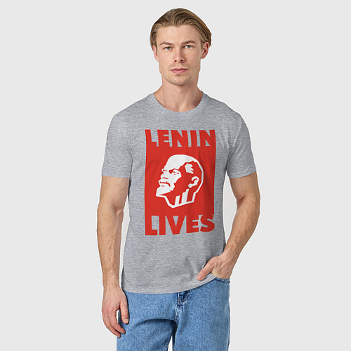 Мужская футболка Lenin Lives / Меланж – фото 3
