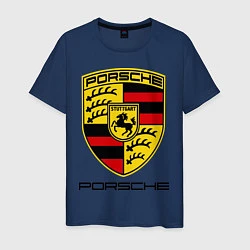 Футболка хлопковая мужская Porsche Stuttgart, цвет: тёмно-синий