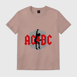 Футболка хлопковая мужская AC/DC: Angus Young, цвет: пыльно-розовый