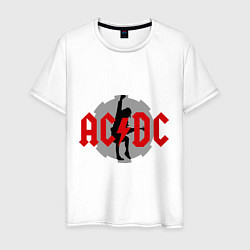 Футболка хлопковая мужская AC/DC: Angus Young, цвет: белый