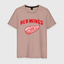 Футболка хлопковая мужская Detroit Red Wings, цвет: пыльно-розовый