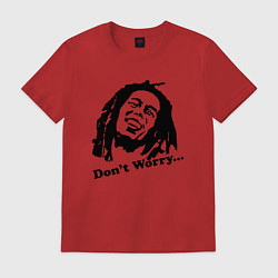 Футболка хлопковая мужская Bob Marley: Don't worry, цвет: красный