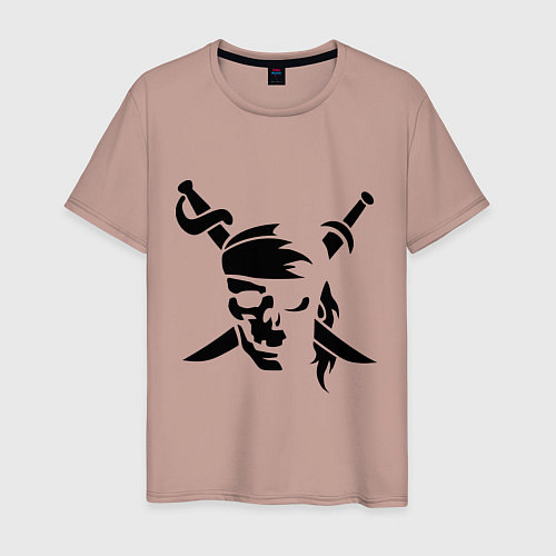Мужская футболка Пиратский знак / Пыльно-розовый – фото 1