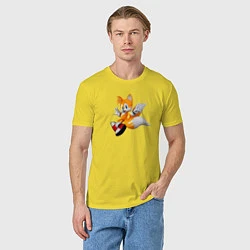 Футболка хлопковая мужская Лисенок Тейлз, цвет: желтый — фото 2