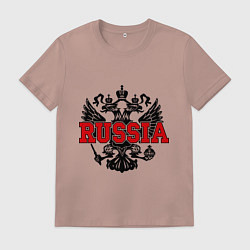 Футболка хлопковая мужская Russia Coat, цвет: пыльно-розовый