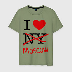 Футболка хлопковая мужская I love Moscow, цвет: авокадо