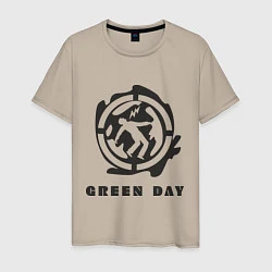 Футболка хлопковая мужская Green Day: Red Symbol, цвет: миндальный