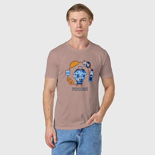 Мужская футболка Россия: самовар, да бублики / Пыльно-розовый – фото 3