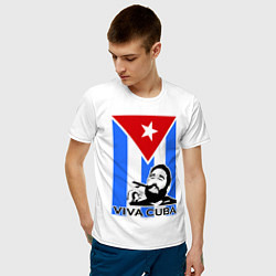 Футболка хлопковая мужская Fidel: Viva, Cuba! цвета белый — фото 2