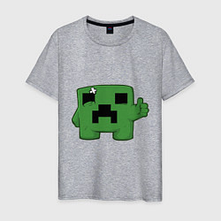 Футболка хлопковая мужская Minecraft Green, цвет: меланж