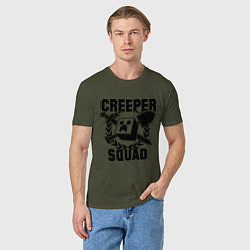 Футболка хлопковая мужская Creeper Squad, цвет: меланж-хаки — фото 2