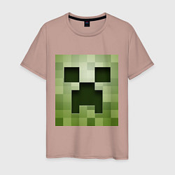 Футболка хлопковая мужская Мinecraft creeper, цвет: пыльно-розовый