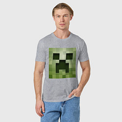 Футболка хлопковая мужская Мinecraft creeper, цвет: меланж — фото 2