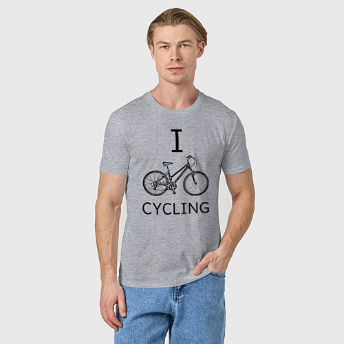Мужская футболка I love cycling / Меланж – фото 3